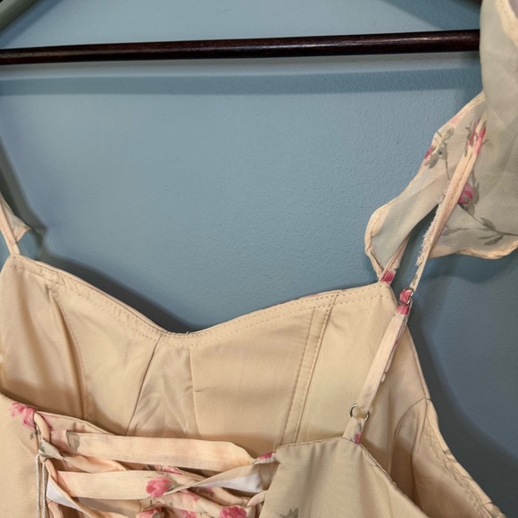 Miss Veil Bustier-Style Chiffon Tiered Ruffle Maxi Dress. Coquette Floral. NWT - Picture 11 of 16